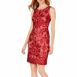 NWT! Calvin Klein Red Lace Illusion Overlay Cocktail Special Occasion Dress - 6